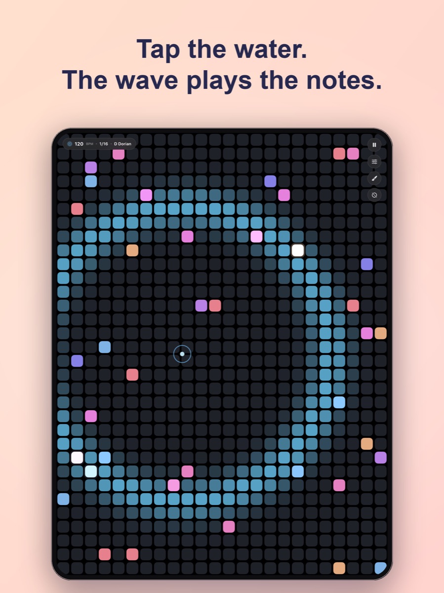 Tap the water — the wave plays the notes